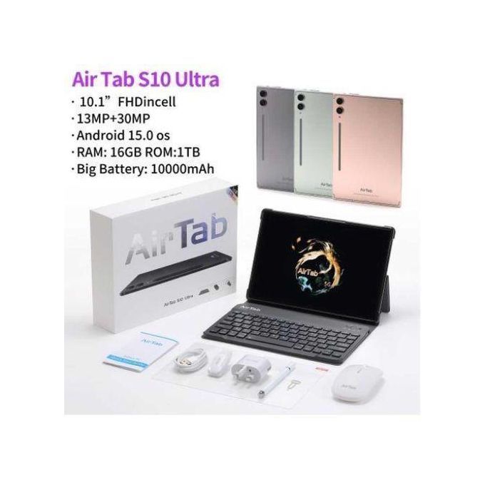 AirTab S10 Ultra Tablet | 10.1" 16GB RAM 1TB Storage 5G Android 15