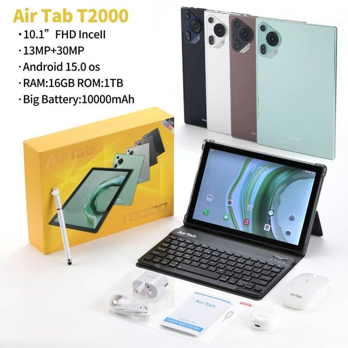 Air Tab T2000 Tablet PC | 10.1" FHD 16GB RAM 1TB Storage Android 15