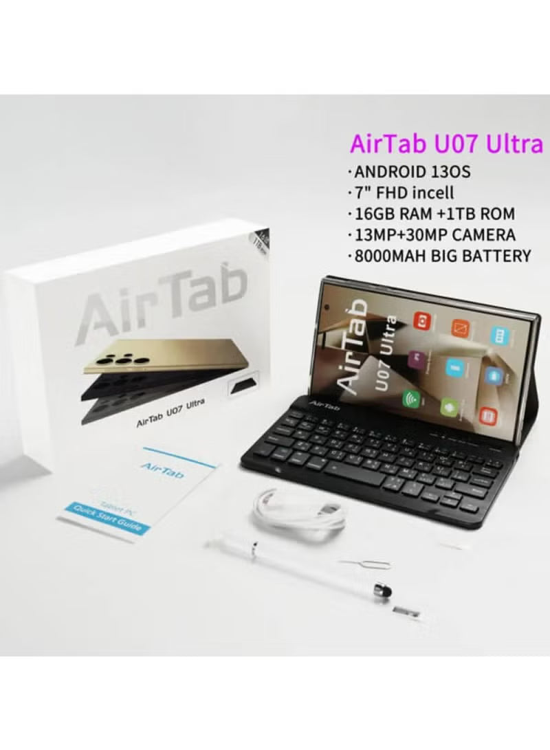 AirTab A07 Tablet | 7" FHD, 16GB RAM, 1TB Storage, Android 13 with Keyboard