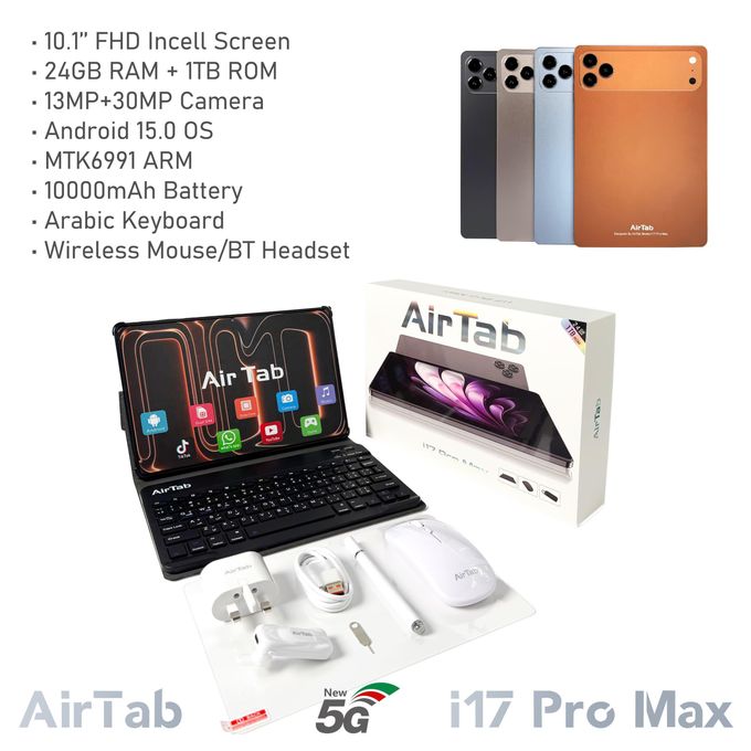 AirTab i17 Pro max Tablet PC | 10" FHD 24GB RAM 1TB Storage Android 15
