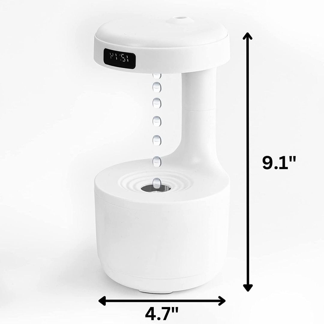 Anti-Gravity Levitating Water Droplet Humidifier – 800ml with Clock & Auto Shut-Off