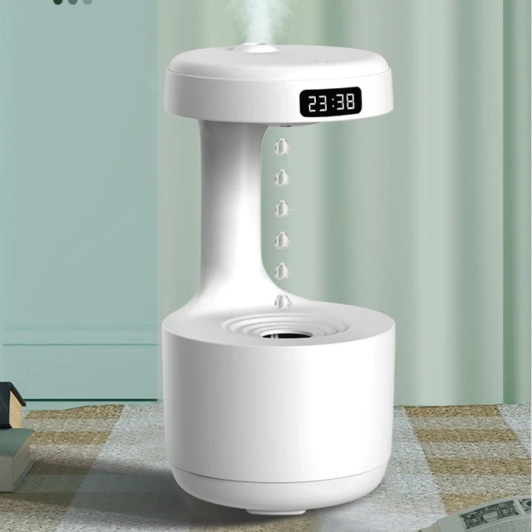 Anti-Gravity Levitating Water Droplet Humidifier – 800ml with Clock & Auto Shut-Off