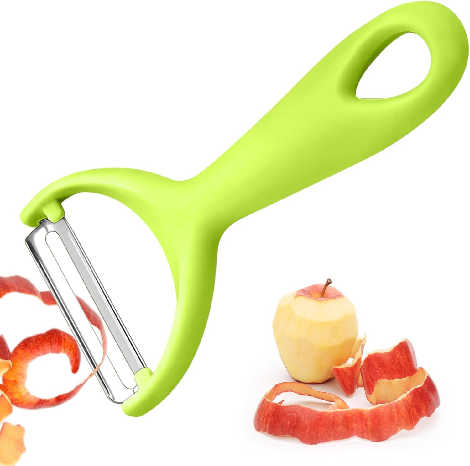 Stainless Steel Vegetable Peeler – Ergonomic Swivel Blade | Non-Slip Grip | Dishwasher Safe (Green)