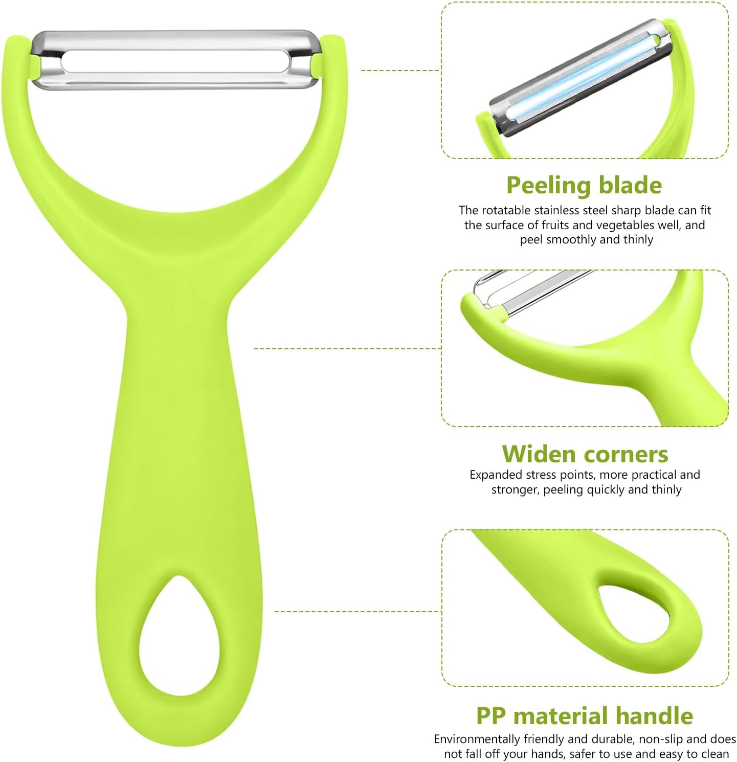 Stainless Steel Vegetable Peeler – Ergonomic Swivel Blade | Non-Slip Grip | Dishwasher Safe (Green)