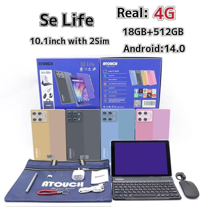 Atouch SE Life Android Tablet | 10" HD 18GB RAM 512GB Storage 12000mAh
