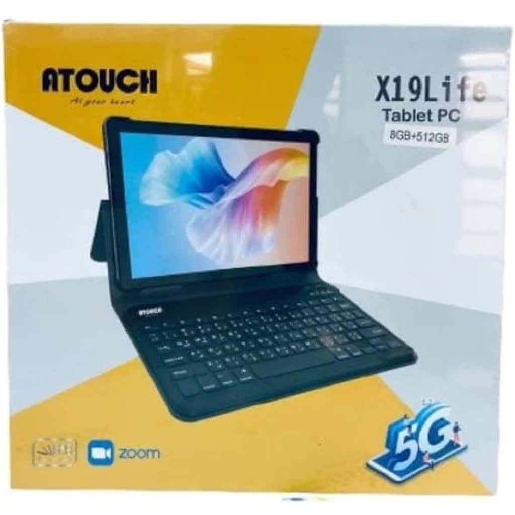 Atouch X19 Life Tablet | 10" 8GB RAM 512GB Storage 5G Android with Keyboard