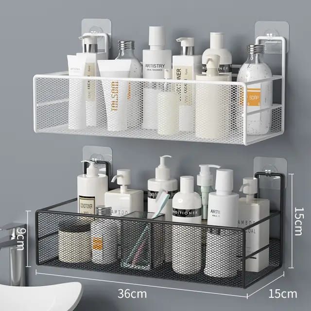 No-Drill Bathroom Shower Caddy – Adjustable Wall-Mounted Shelf, Adhesive Storage Rack for Shampoo, Soap, and Toiletries, Modern Space-Saving Design