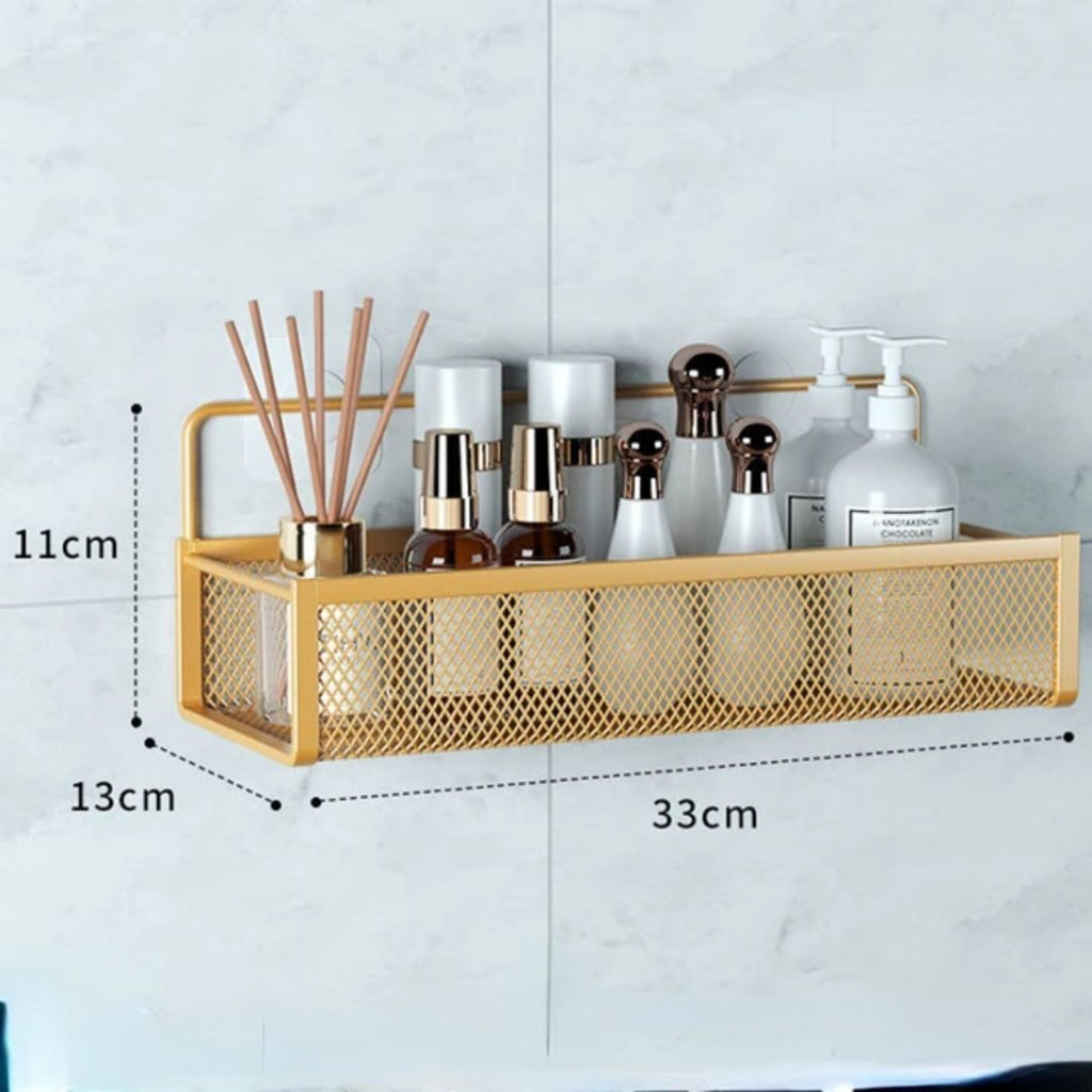 No-Drill Bathroom Shower Caddy – Adjustable Wall-Mounted Shelf, Adhesive Storage Rack for Shampoo, Soap, and Toiletries, Modern Space-Saving Design