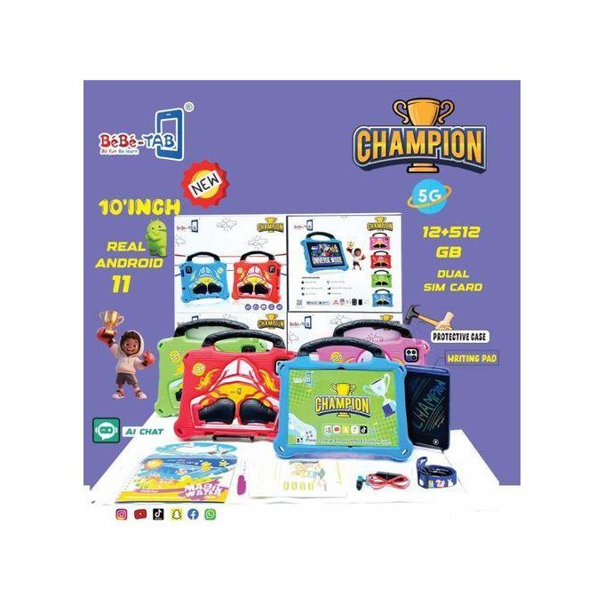 BEBE TAB Champion Tablet | 10" Android 11 Kids Learning Tablet 12GB+512GB