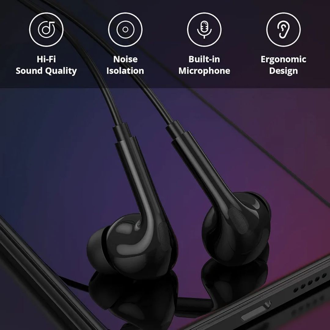 BOOM BERRY Wired Earphones – Hi-Res Audio, Noise-Isolating, Built-In Mic & In-Line Controls