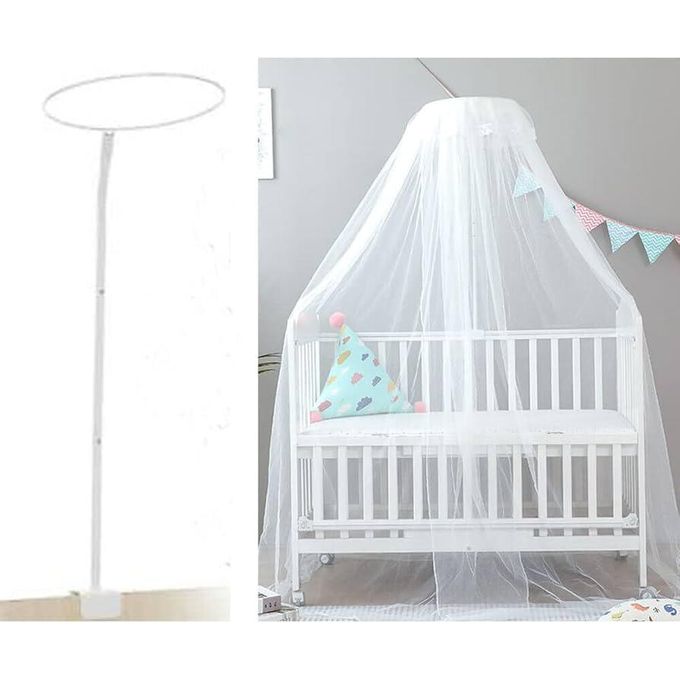 White Baby Cot Mosquito Net with Lamp - Delicate Crib Canopy & Soothing Night Light, Heart Design with Clamp Holder