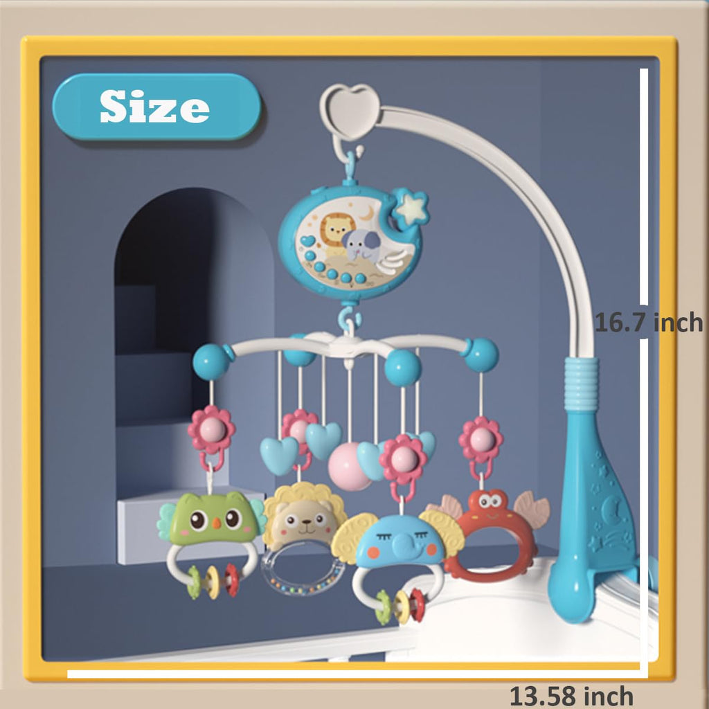 Baby Crib Mobile with Music & Light | Remote Control, Projector, 400 Lullabies, 360° Rotating Rattles | Timer & Night Light for Newborns 0-24 Months