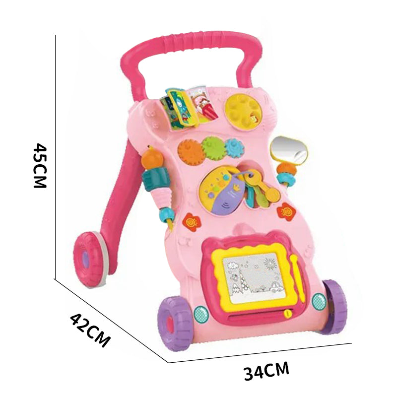 Baby Push Walker with Music | Walking Trolley Toy for Toddlers | Activity Walker with Lights & Sounds | Safe, Stable Pink Baby Walker Toy