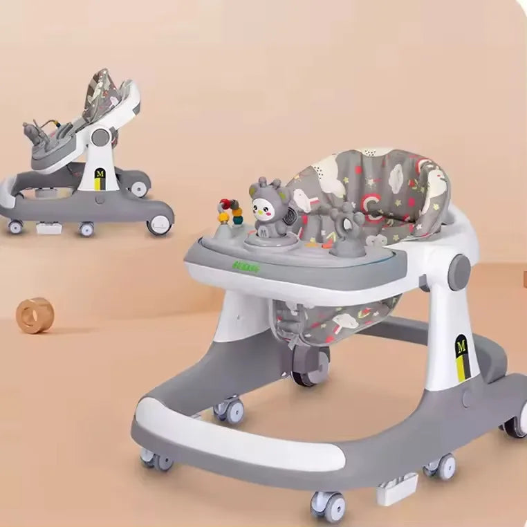 Baby Walker with Wheels | 3-in-1 Learning Walker, Seat or Push Behind | Infant Activity Center with Music, Steering Wheel & Seat Cushion | for Boys & Girls 6 Months+