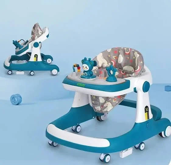 Baby Walker with Wheels | 3-in-1 Learning Walker, Seat or Push Behind | Infant Activity Center with Music, Steering Wheel & Seat Cushion | for Boys & Girls 6 Months+