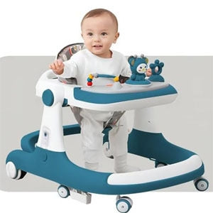 Baby Walker with Wheels | 3-in-1 Learning Walker, Infant Activity Center with Music & Steering Wheel | Adjustable Height & Speed, Anti-Rollover, for 6+ Months