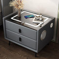 Smart Nightstand with 2 Drawers, USB Ports, Wireless Charging, LED Lights & Bluetooth Speaker (Dark Gray, 35cm/13.8in) - LIFE STORES UGANDA