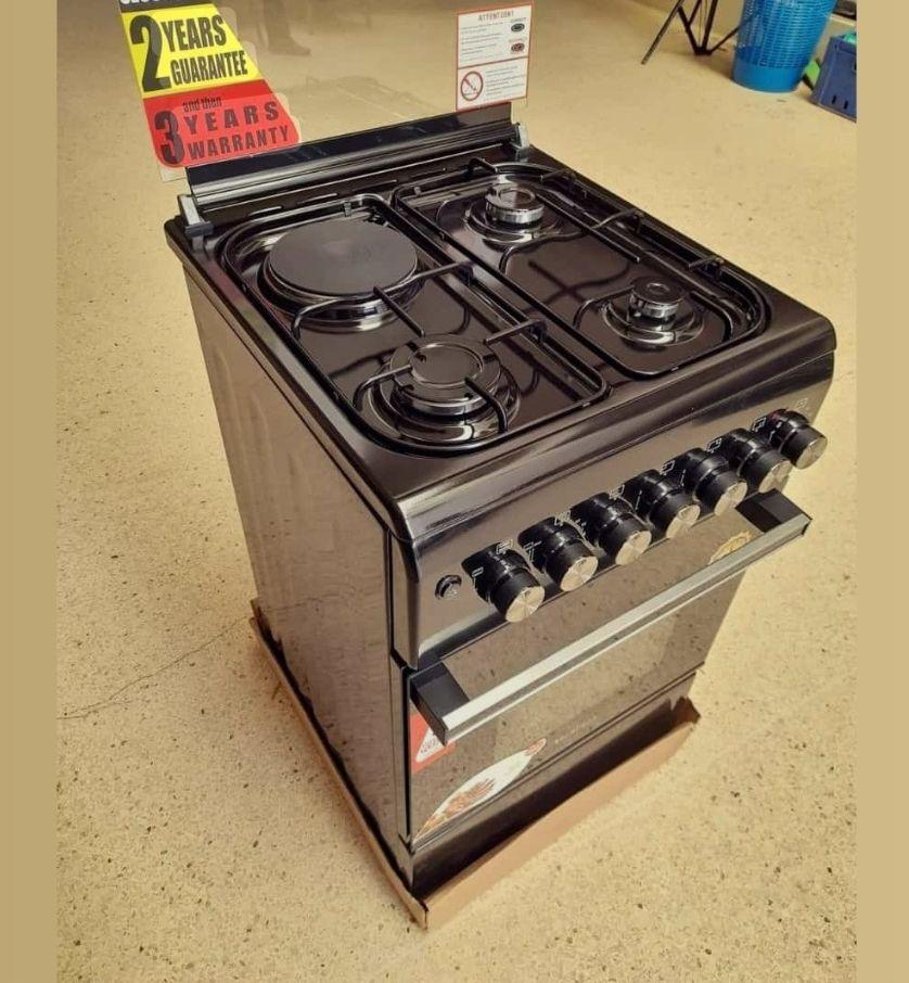 Blue Flame 50x60cm Gas Cooker – 3 Gas Burners, 1 Electric Plate & Electric Oven - LIFE STORES UGANDA