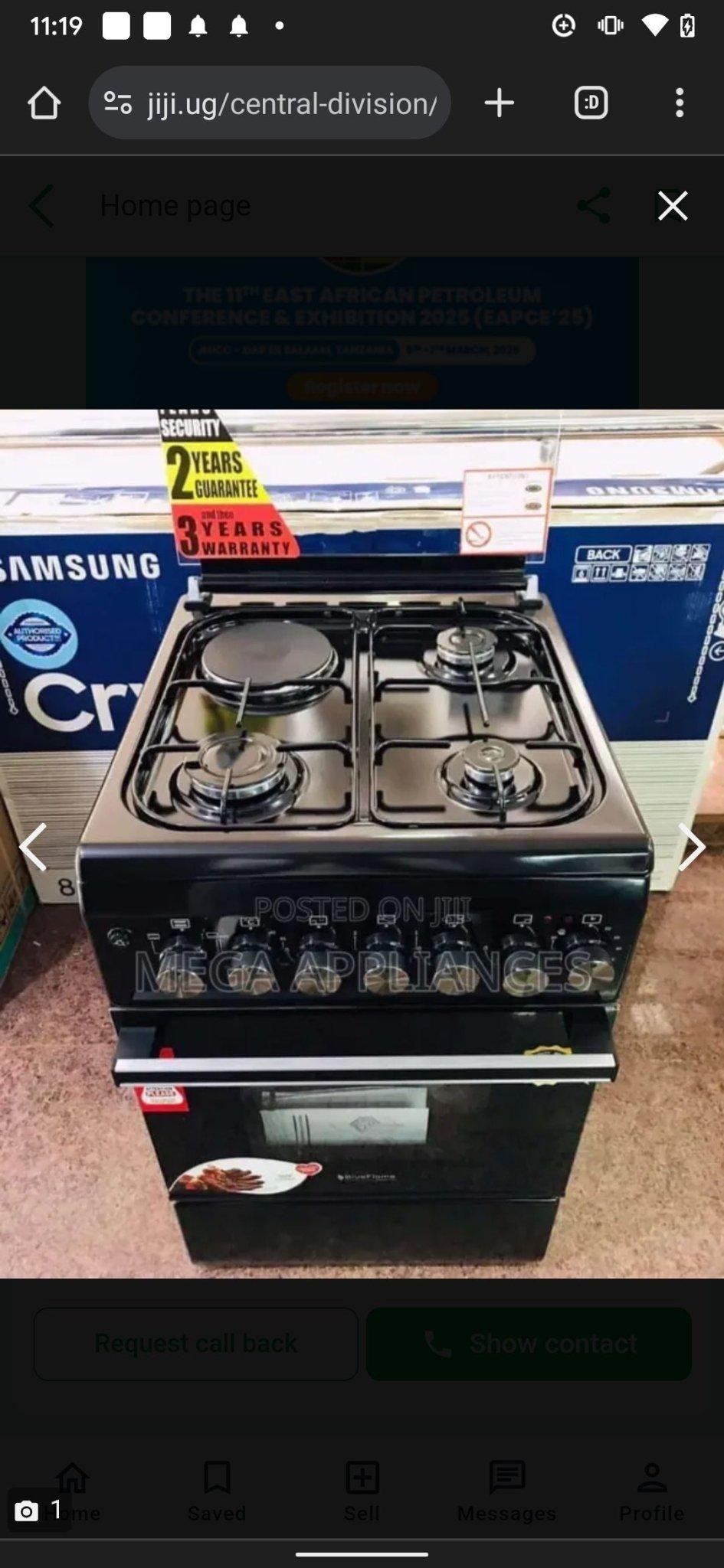Blue Flame 50x60cm Gas Cooker – 3 Gas Burners, 1 Electric Plate & Electric Oven - LIFE STORES UGANDA