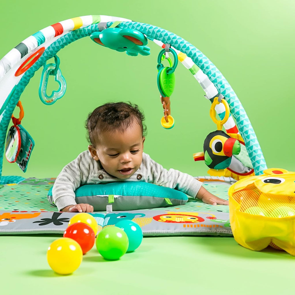 Bright Starts 5-in-1 Your Way Ball Play Activity Gym & Ball Pit | Jumbo Play Mat for Newborn to Toddler | Tummy Time to Ball Pit Play