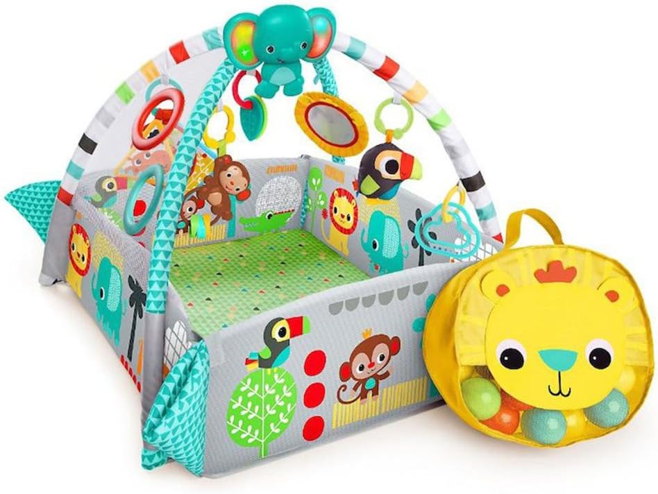 Bright Starts 5-in-1 Your Way Ball Play Activity Gym & Ball Pit | Jumbo Play Mat for Newborn to Toddler | Tummy Time to Ball Pit Play
