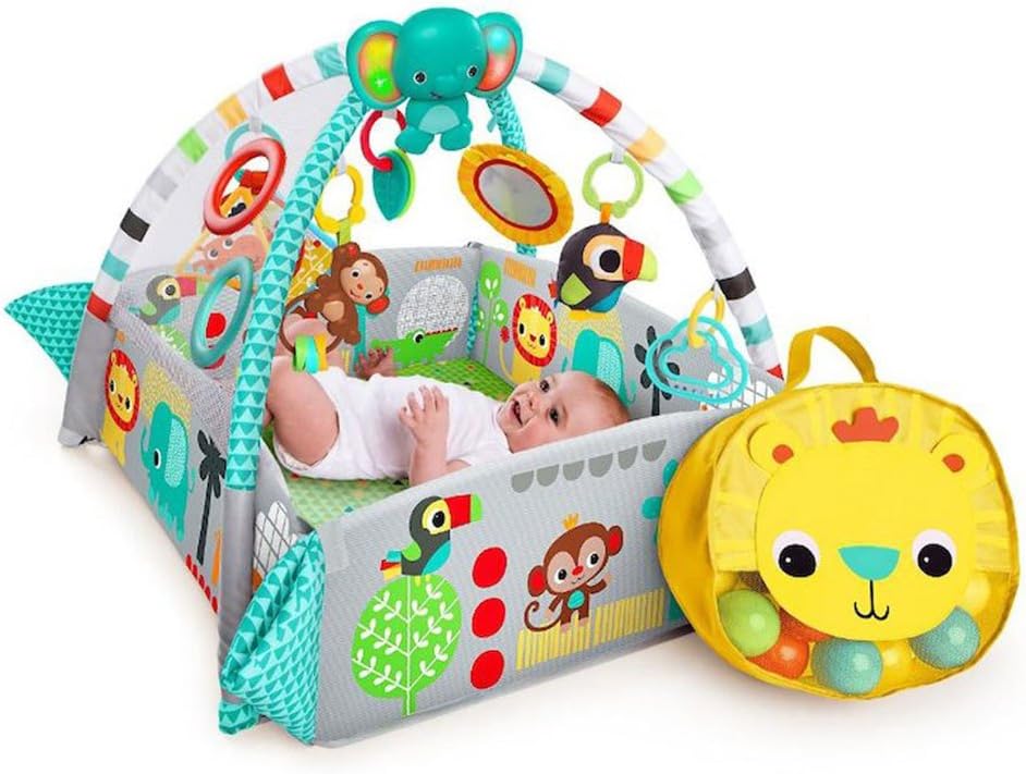 Bright Starts 5-in-1 Your Way Ball Play Activity Gym & Ball Pit | Jumbo Play Mat for Newborn to Toddler | Tummy Time to Ball Pit Play