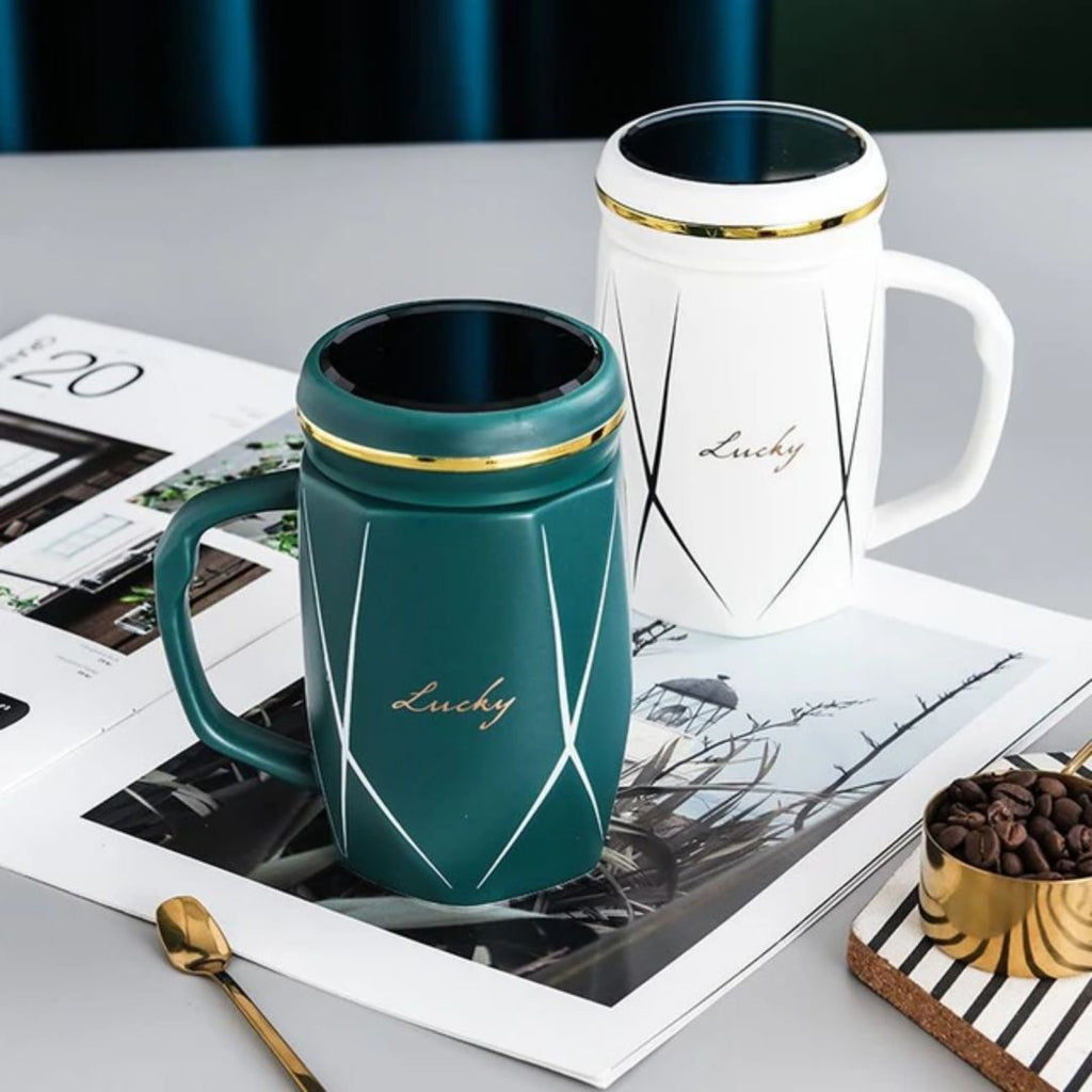 Ceramic Drinking Mug – Lightweight Tea Cup, Ergonomic Handle, Easy-Clean Non-Stain Glaze, 12oz Capacity, Ideal for Coffee, Tea & Milk Tea