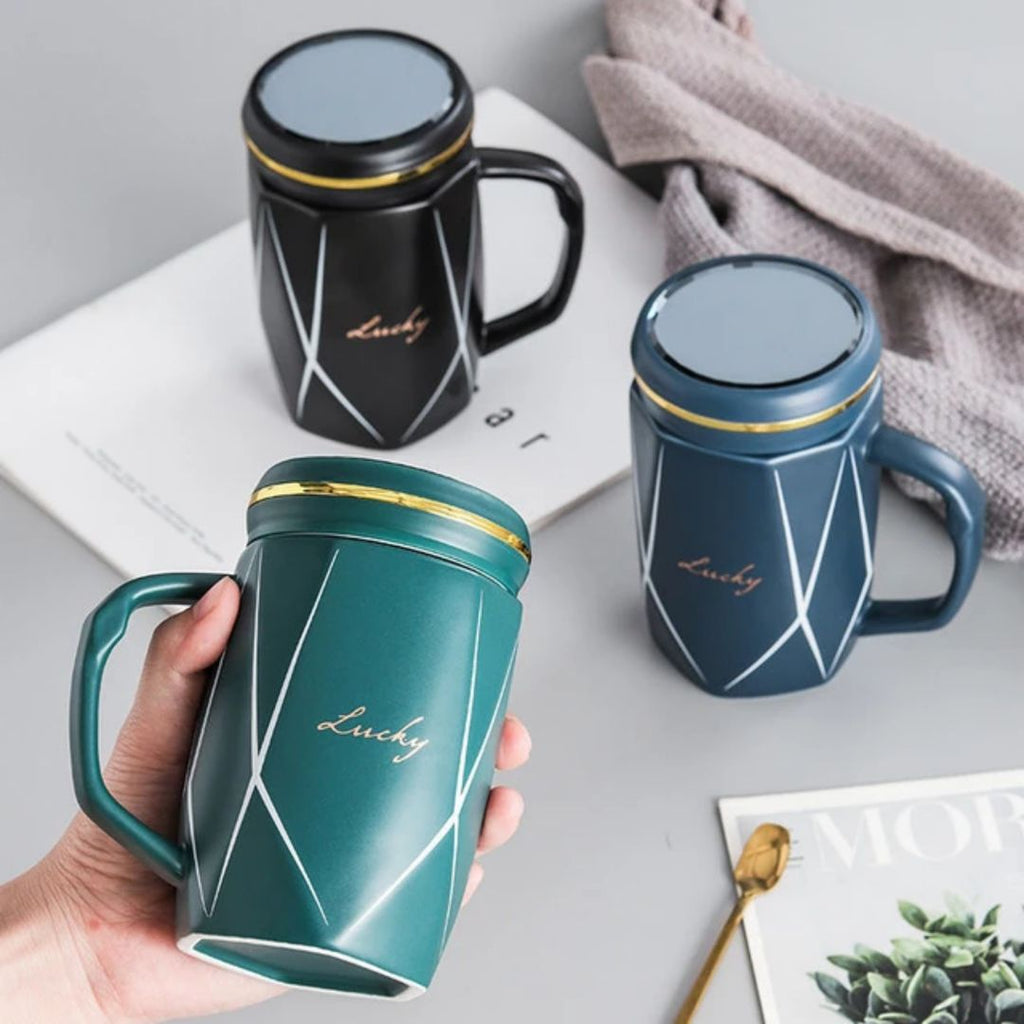 Ceramic Drinking Mug – Lightweight Tea Cup, Ergonomic Handle, Easy-Clean Non-Stain Glaze, 12oz Capacity, Ideal for Coffee, Tea & Milk Tea