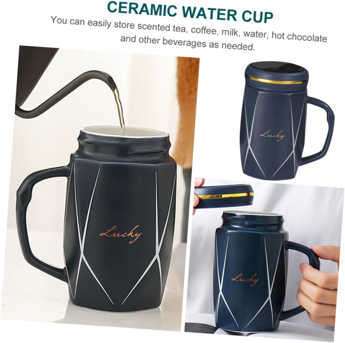 Ceramic Drinking Mug – Lightweight Tea Cup, Ergonomic Handle, Easy-Clean Non-Stain Glaze, 12oz Capacity, Ideal for Coffee, Tea & Milk Tea
