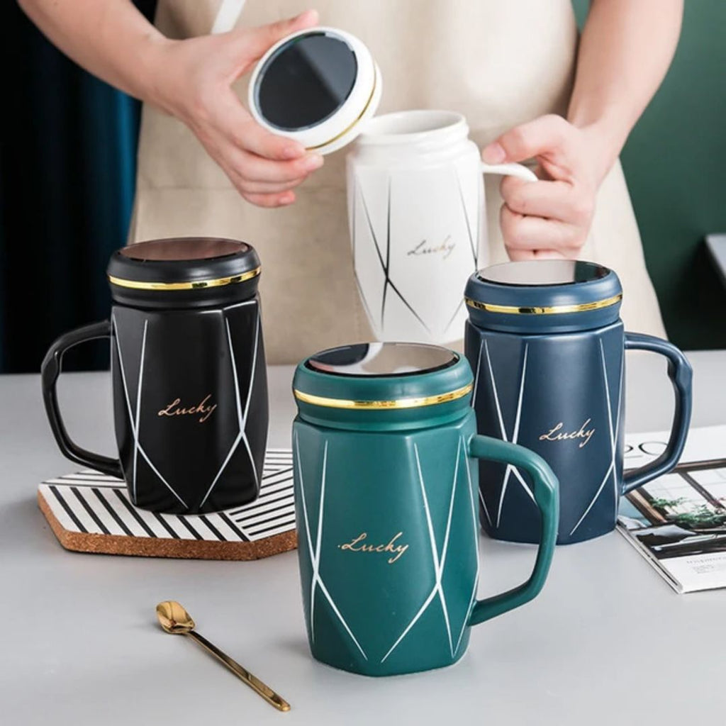 Ceramic Drinking Mug – Lightweight Tea Cup, Ergonomic Handle, Easy-Clean Non-Stain Glaze, 12oz Capacity, Ideal for Coffee, Tea & Milk Tea
