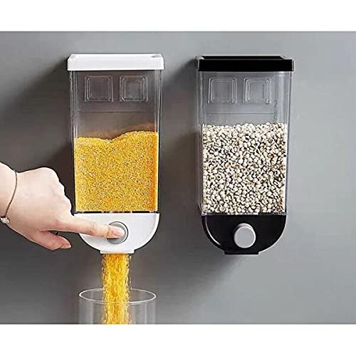 Wall-Mount Kitchen Dispenser – 1500ML Clear Plastic Food Storage Container for Grains, Pulses & Dry Goods (Space-Saving Design)