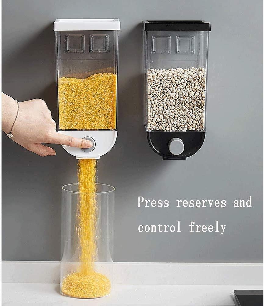 Wall-Mount Kitchen Dispenser – 1500ML Clear Plastic Food Storage Container for Grains, Pulses & Dry Goods (Space-Saving Design)