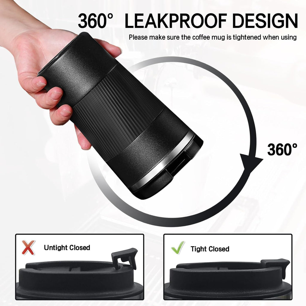 Thermo-Grip Matte Black Travel Mug, 500ml Vacuum-Insulated Thermos – Sleek. Secure. Satisfying.