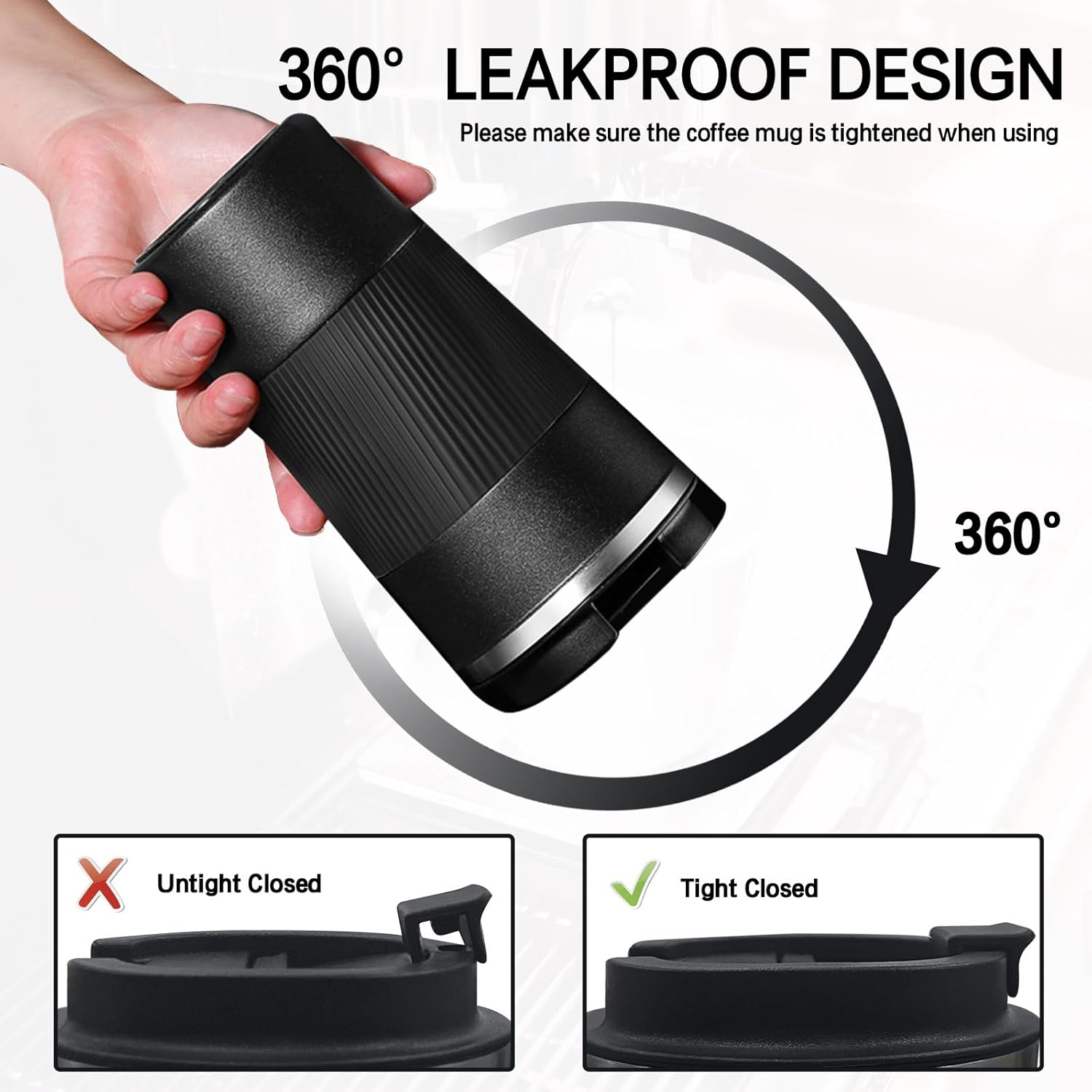 Thermo-Grip Matte Black Travel Mug, 500ml Vacuum-Insulated Thermos – Sleek. Secure. Satisfying.