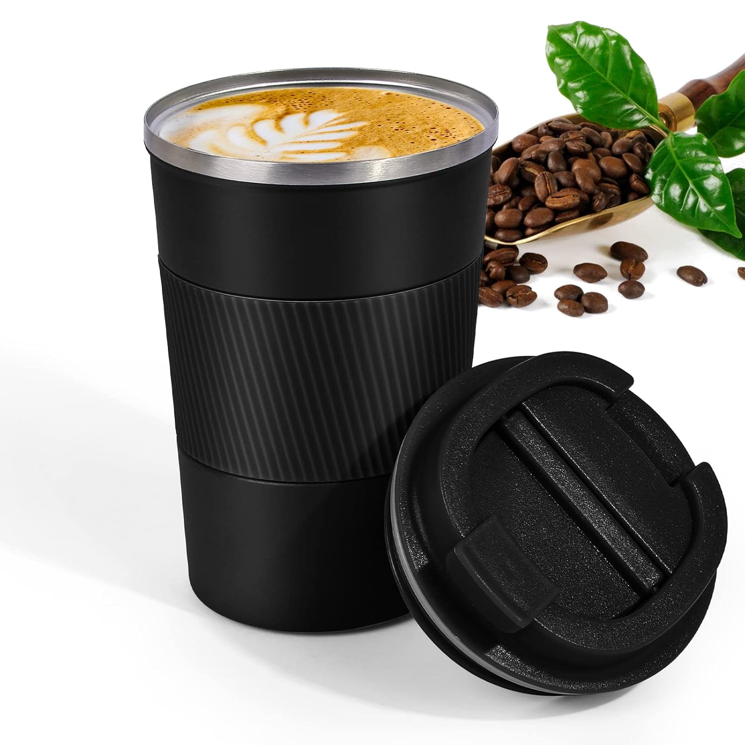 Thermo-Grip Matte Black Travel Mug, 500ml Vacuum-Insulated Thermos – Sleek. Secure. Satisfying.