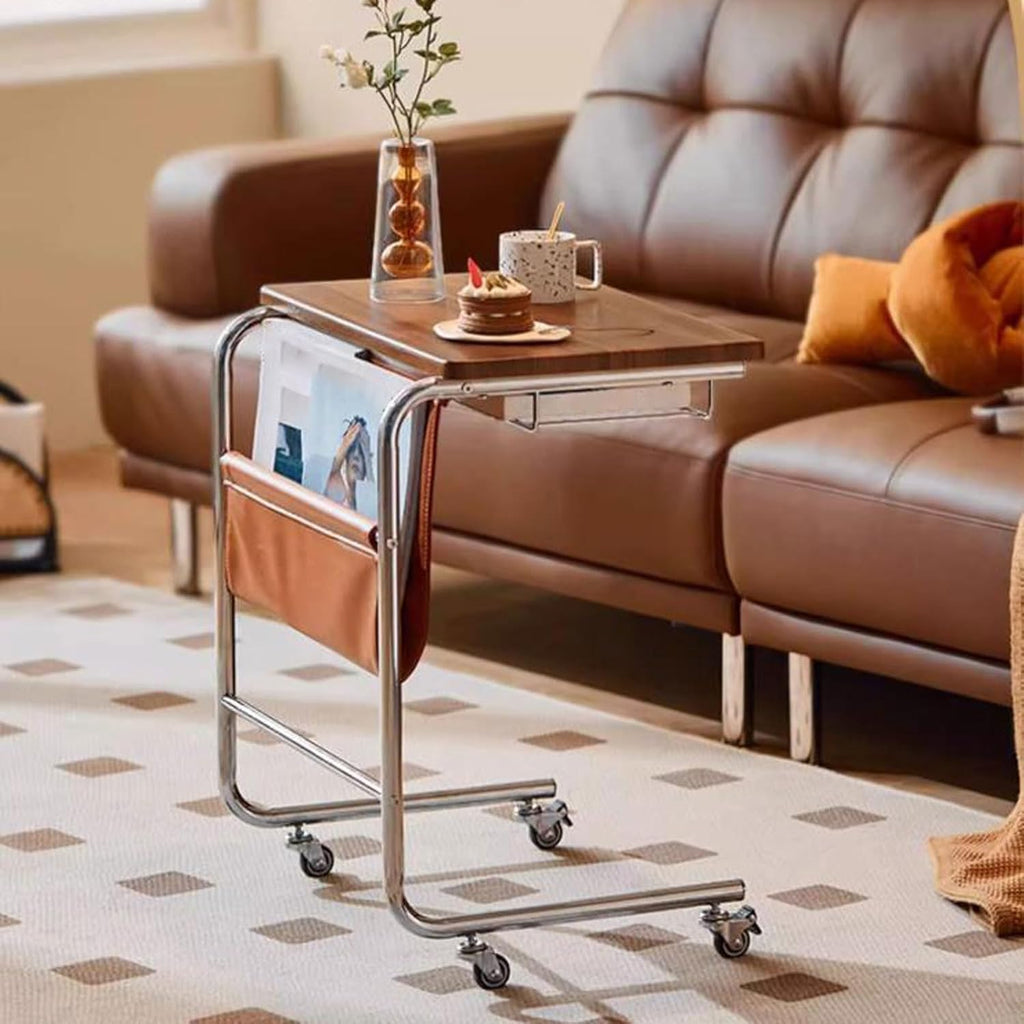 C-Series Rolling Side Table | Mobile Multicolor Coffee Table with Storage & Wheels