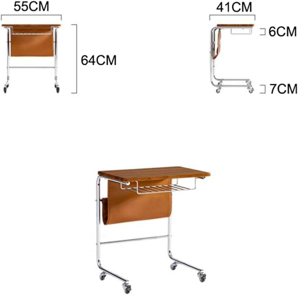 C-Series Rolling Side Table | Mobile Multicolor Coffee Table with Storage & Wheels