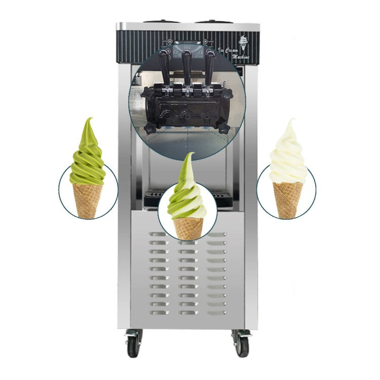 Commercial Ice Cream Machine –  2200W Soft Serve Maker | 3 Nozzles, 12L Capacity | Stainless Steel & Fully Automatic