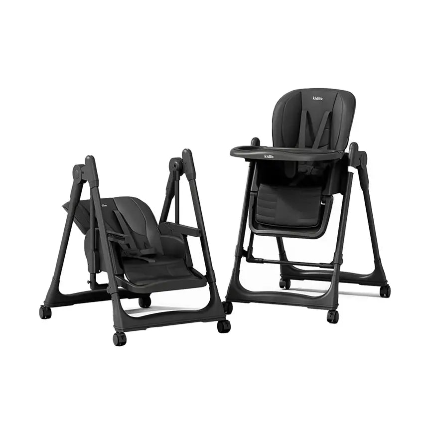 Kidilo 8166 Food Chair 2-in-1 | High Chair & Rocking Chair for Babies 4M-5Y | Adjustable Tray, 360° Wheels, 5-Point Harness, Foldable