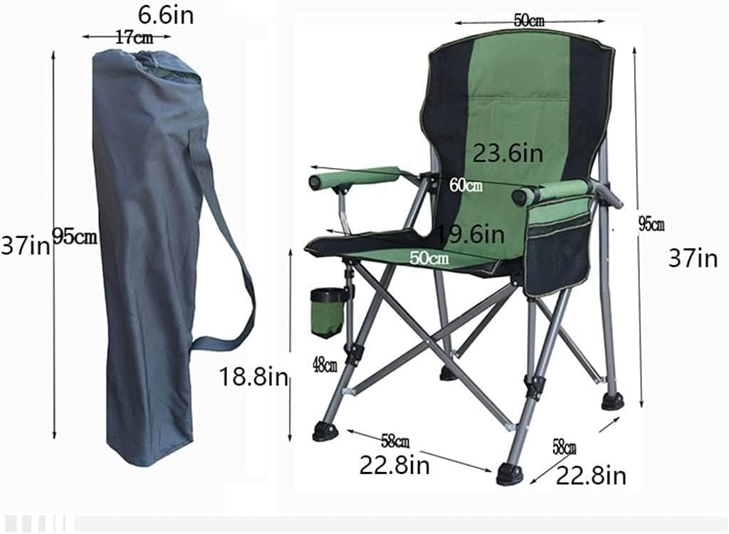 Portable Camping Chair with Cup Holder & Side Pockets - Folding Outdoor Lounge Chair for Beach, Fishing, Travel