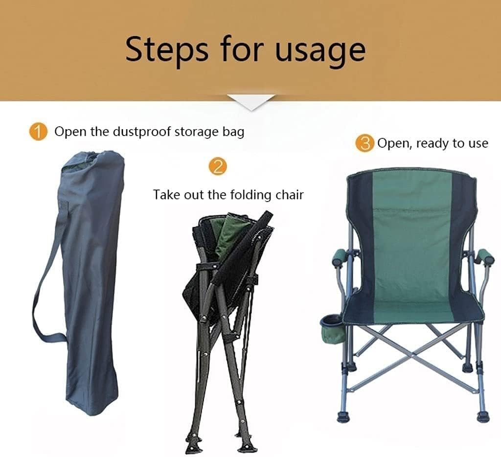 Portable Camping Chair with Cup Holder & Side Pockets - Folding Outdoor Lounge Chair for Beach, Fishing, Travel