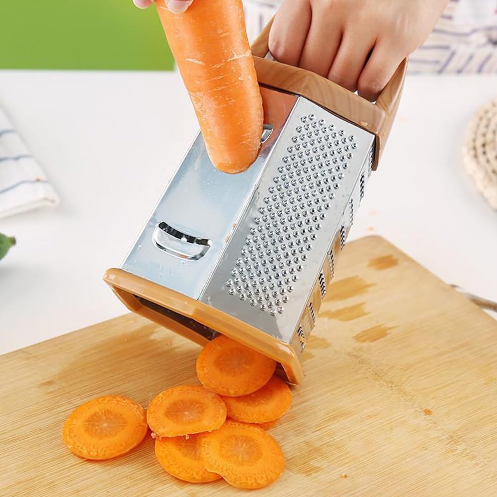 6-Sided Stainless Steel Box Grater – Sharp 304 Rust-Free Blades, Easy Grating & Slicing, Non-Slip Grip