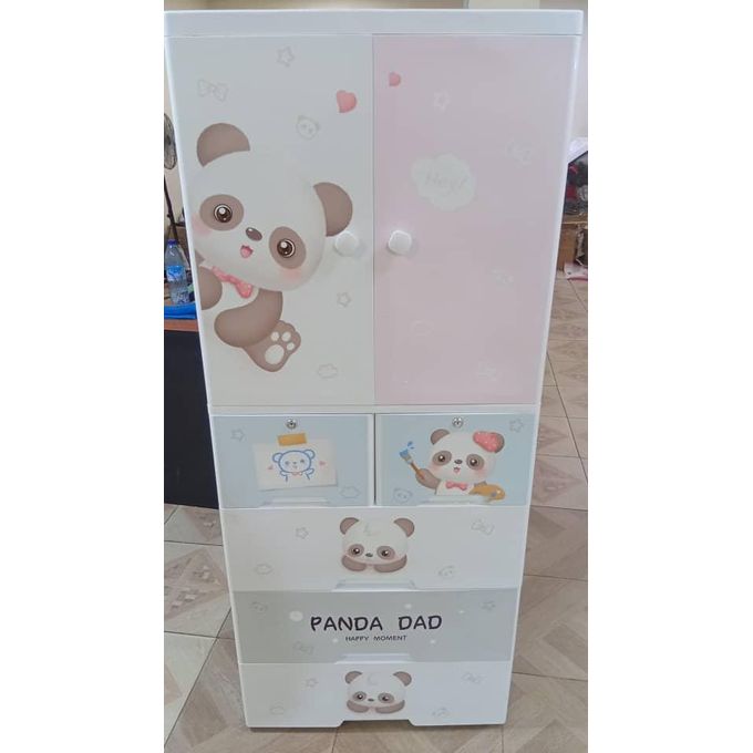 Panda Dad XL Baby Wardrobe 156cm | 2-in-1 Storage Cabinet, Large Capacity Plastic Closet with Hanging Space & Drawers | Nursery Organization for Clothes, Toys, Diapers