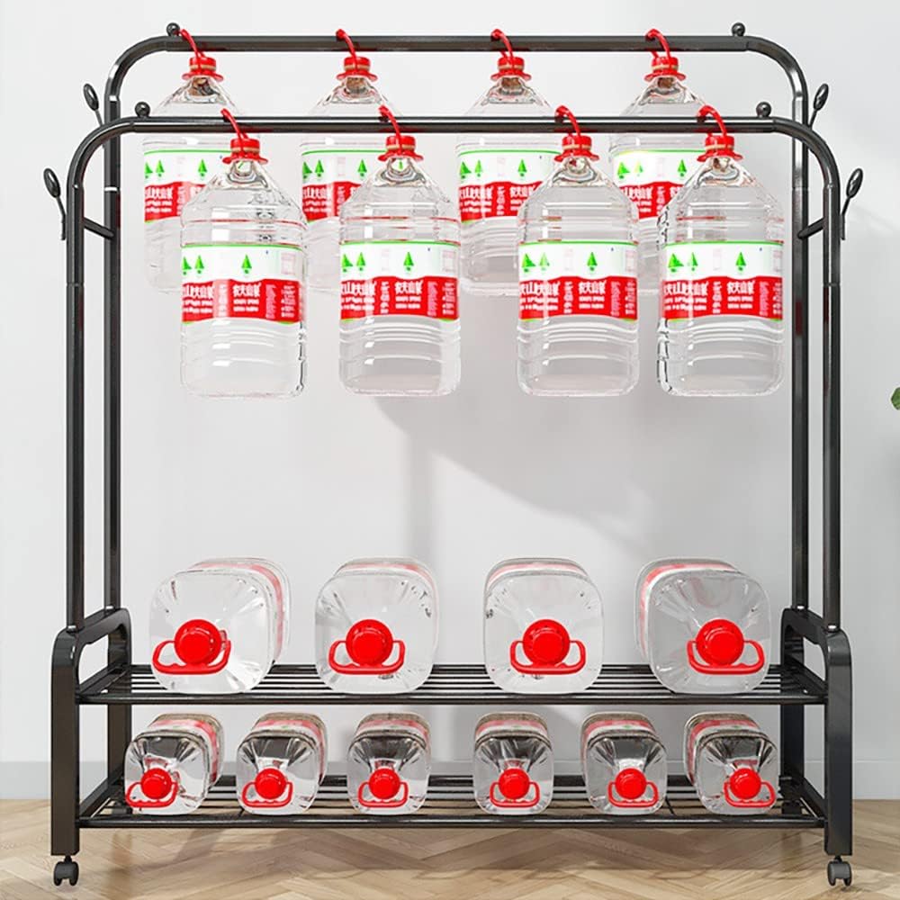 Double-Pole Freestanding Clothes Rail | Rolling Garment Rack with Shelves & Wheels