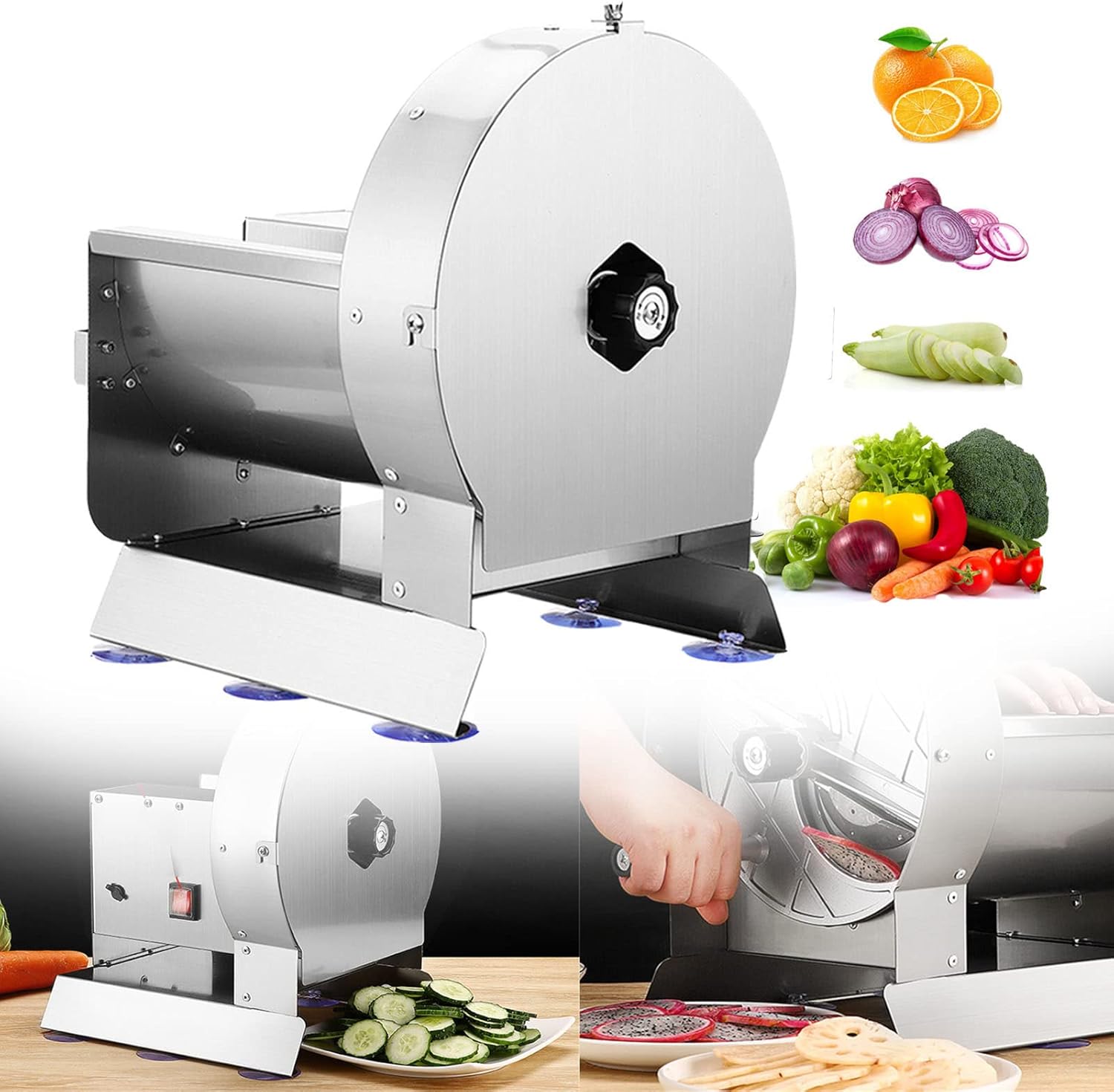 Vegetable & Fruit Slicer – Commercial Electric & Manual Stainless Steel 10" Blade | Adjustable Thickness 0–12mm