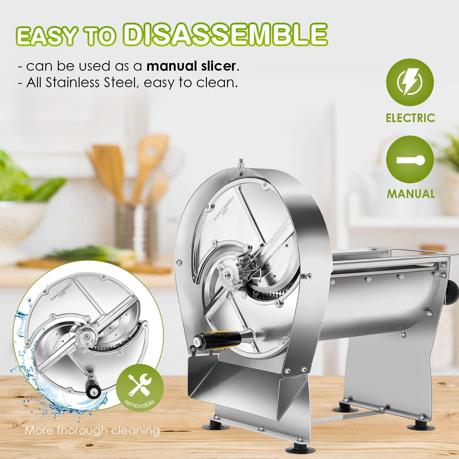 Vegetable & Fruit Slicer – Commercial Electric & Manual Stainless Steel 10" Blade | Adjustable Thickness 0–12mm