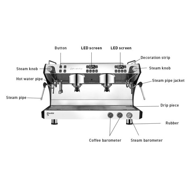 Commercial Espresso Machine – Gemilai CRM3120C Two-Group Coffee Maker with Triple Boiler
