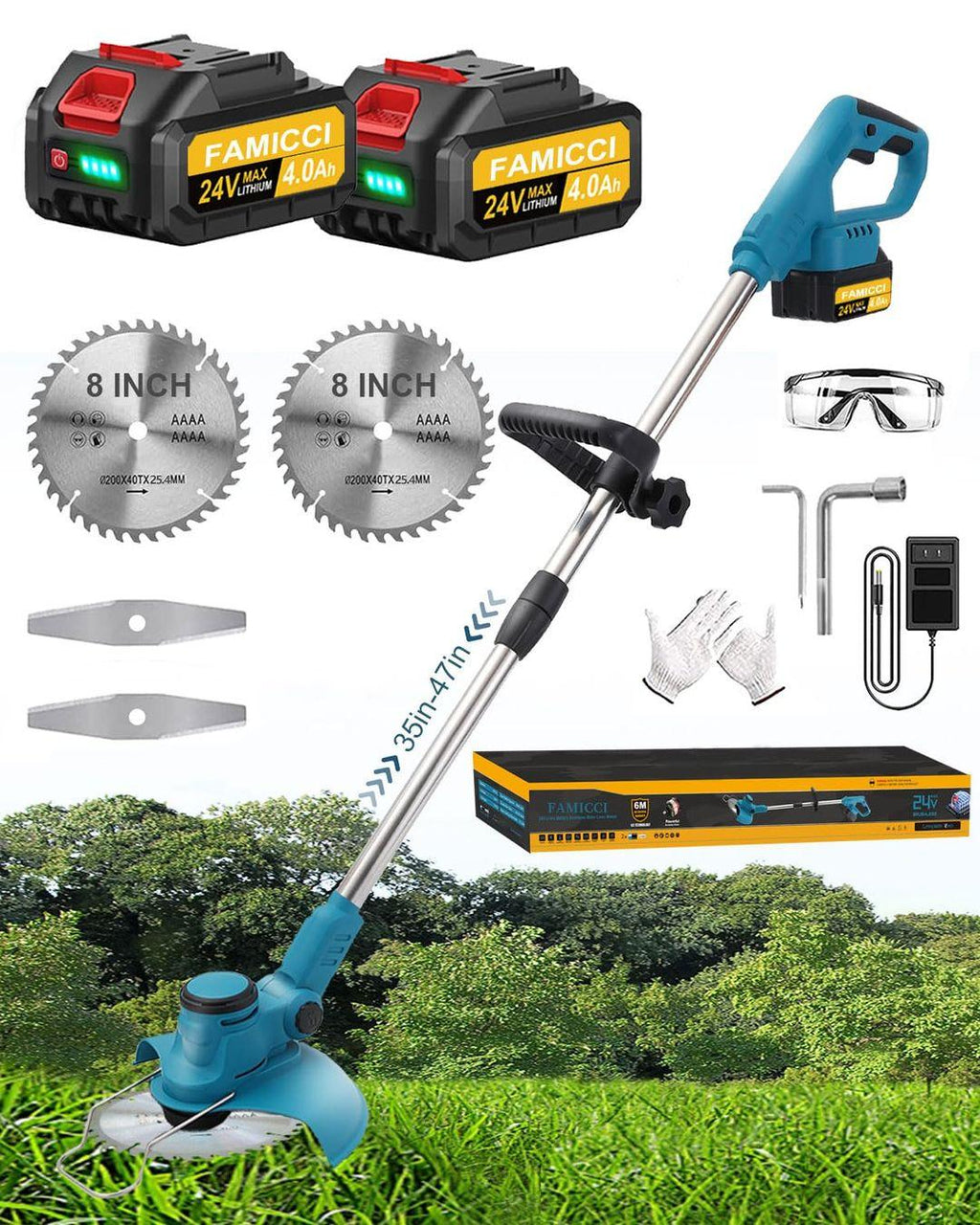 FAMICCI Cordless Electric Weed Wacker – Powerful Brushless Motor & Long-Lasting Battery - LIFE STORES UGANDA
