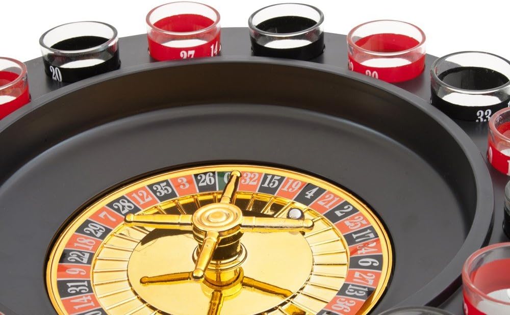 Crystals Casino Party Spin & Shot Roulette Wheel Drinking Game Set for Adults 18+ | Includes 16 Shot Glasses, 2 Balls & Wheel | Russian Roulette Style Party Game for Groups