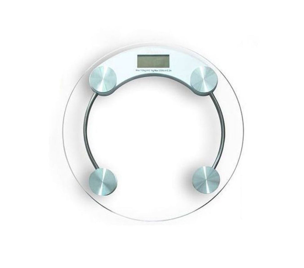 Round Glass Electronic Body Scale – 6mm Tempered Glass, High Precision Sensor, LCD Display, 180kg Capacity